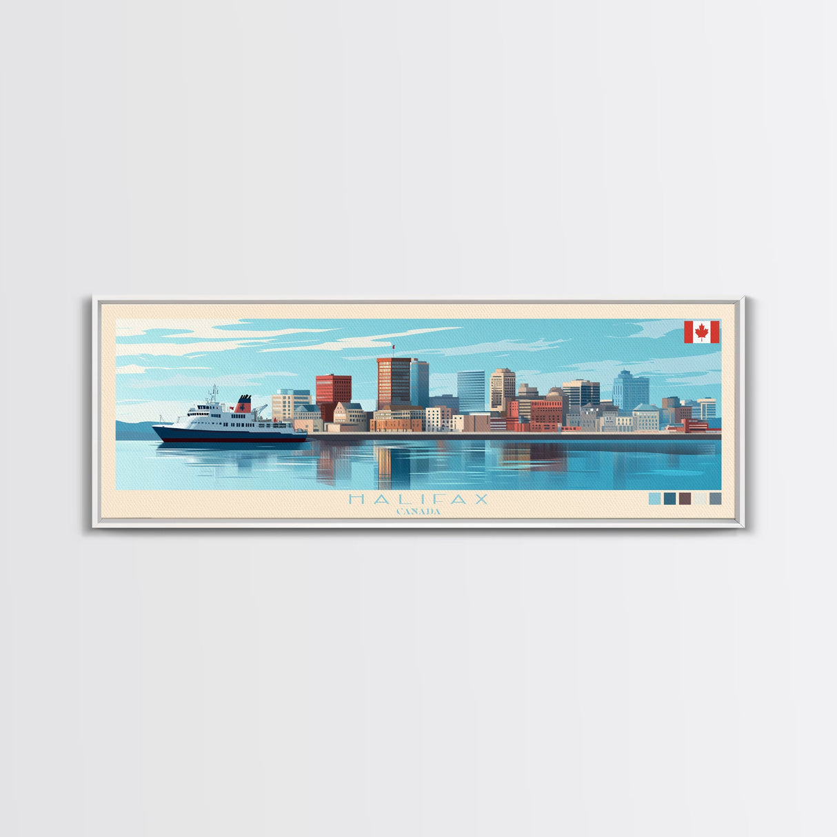 Panoramic Travel Poster Halifax, Canada Canvas Print, Halifax, Canada Painting, Canada Art, Halifax Travel Art, Guest Room Painting