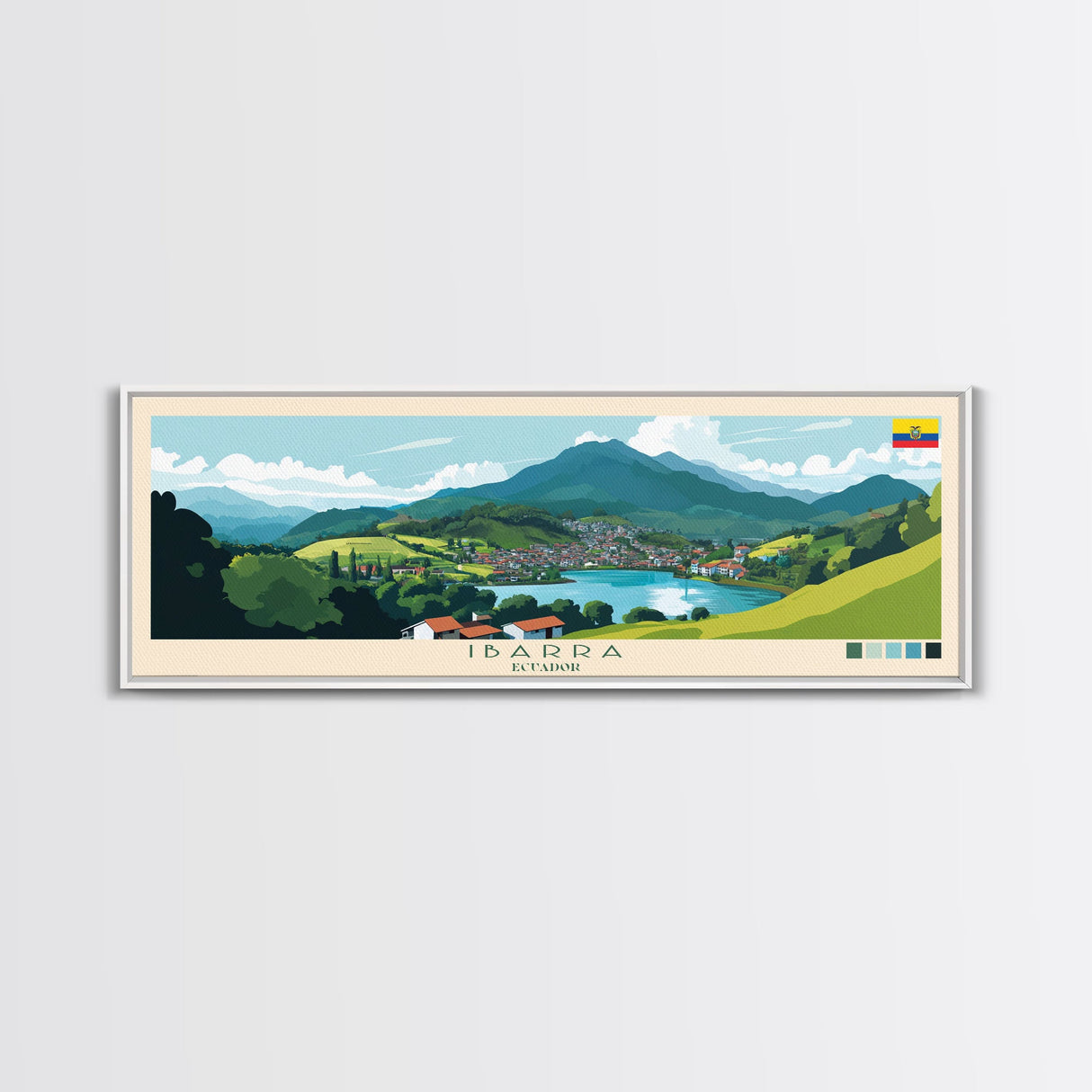 Ibarra, Ecuador Panoramic Travel Poster Canvas Print, Ibarra, Ecuador Painting, Ecuador Art, Ibarra Panoramic Travel Art, Travel Painting