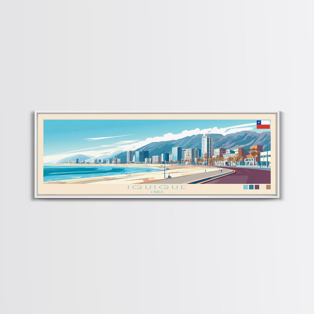 Iquique, Chile Travel Poster Panoramic Canvas Print, Iquique, Chile Painting, Chile Art, Iquique Travel Art, Guest Room Painting