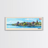 Kingston, Canada Panoramic Travel Poster Canvas Print, Kingston, Canada Painting, Canada Art, Kingston Travel Art, Living Room Painting