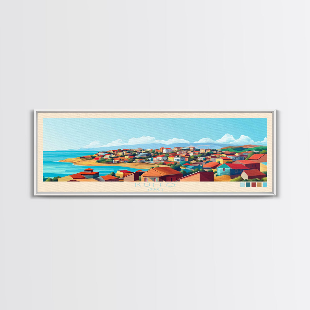 Panoramic Travel Poster Kuito, Angola Canvas Print, Kuito, Angola Painting, Angola Art, Kuito Travel Art, Guest Room Painting