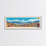 La Paz, Bolivia Panoramic Travel Poster Canvas Print, La Paz, Bolivia Painting, Bolivia Art, La Paz Panoramic Travel Art, Travel Painting