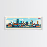 Panoramic Travel Poster Leeds, England Canvas Print, Leeds, England Painting, England Art, Leeds Travel Art, Guest Room Painting