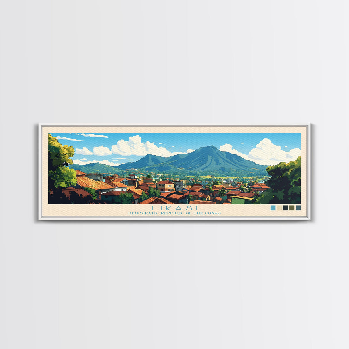 Likasi, Congo Travel Poster Panoramic Canvas Print, Likasi, Congo Painting, Congo Art, Likasi Travel Art, Guest Room Painting