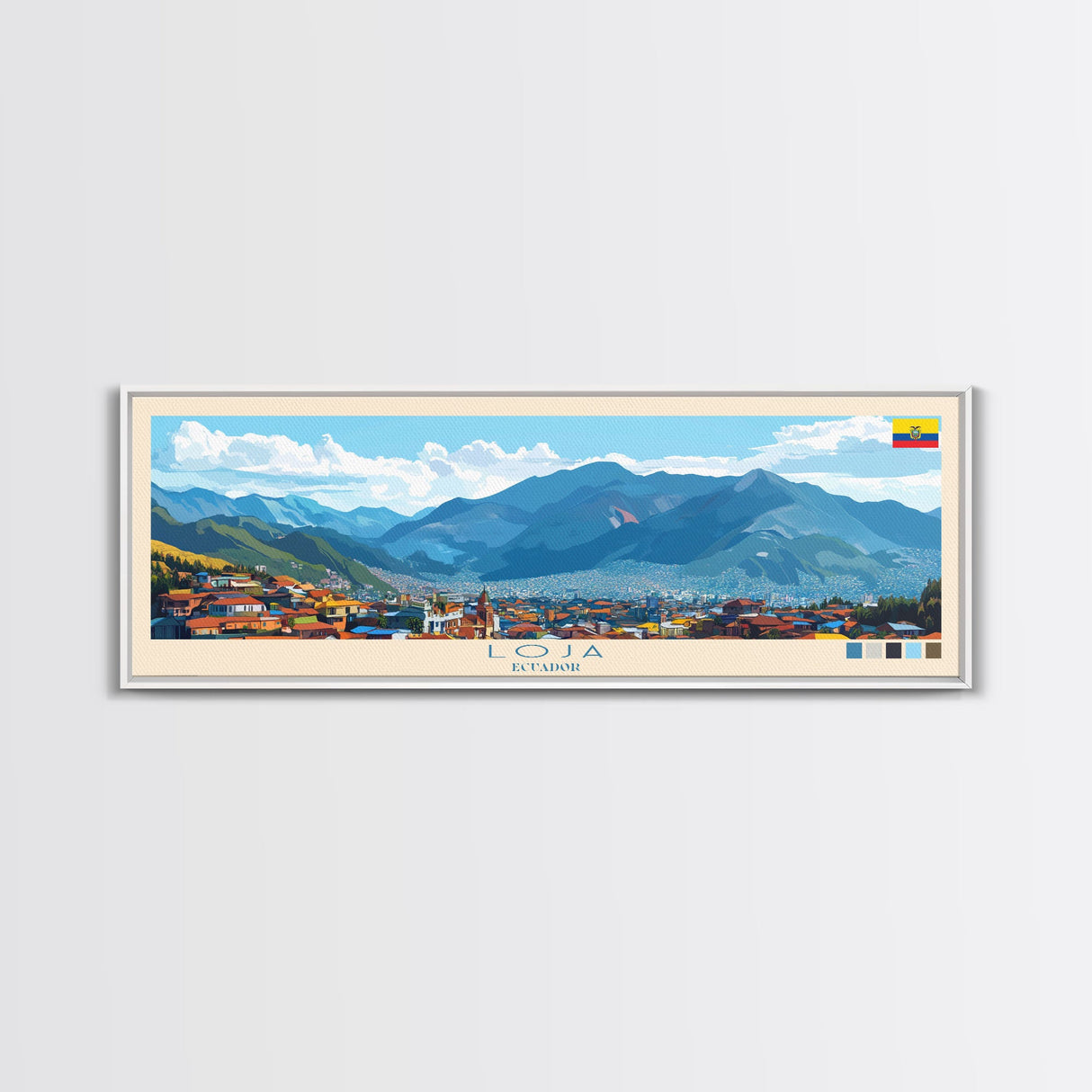 Loja, Ecuador Travel Poster Panoramic Canvas Print, Loja, Ecuador Painting, Ecuador Art, Loja Travel Art, Guest Room Painting