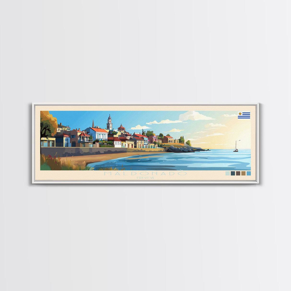 Maldonado, Uruguay Travel Poster Panoramic Canvas Print, Maldonado, Uruguay Painting, Uruguay Art, Maldonado Travel Art, Guest Room Painting