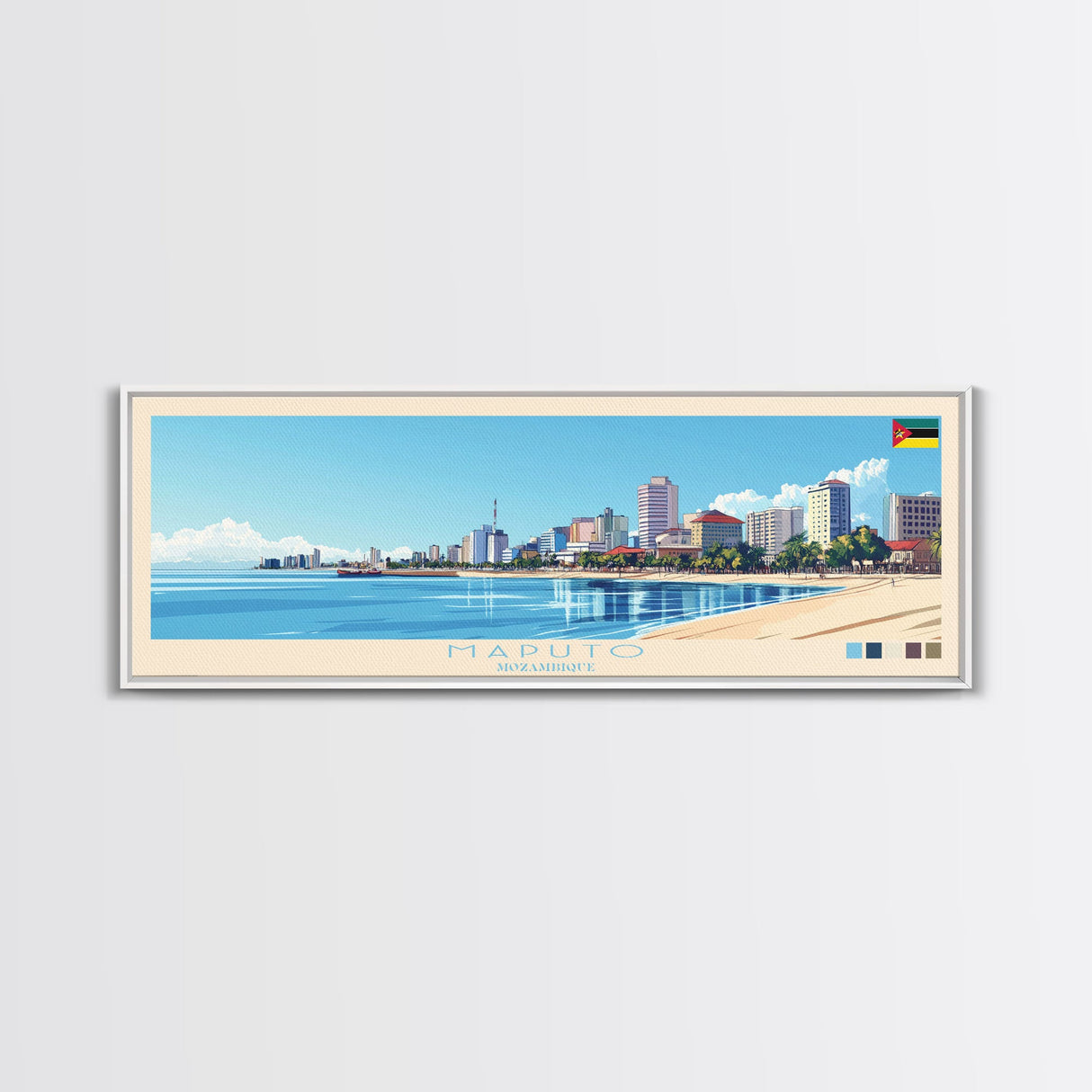 Maputo, Mozambique Travel Poster Panoramic Canvas Print, Maputo, Mozambique Painting, Mozambique Art, Maputo Travel Art, Guest Room Painting