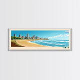 Mar del Plata, Argentina Travel Poster Panoramic Canvas Print, Mar del Plata, Argentina Painting, Argentina Art, Mar del Plata Travel Art, Guest Room Painting