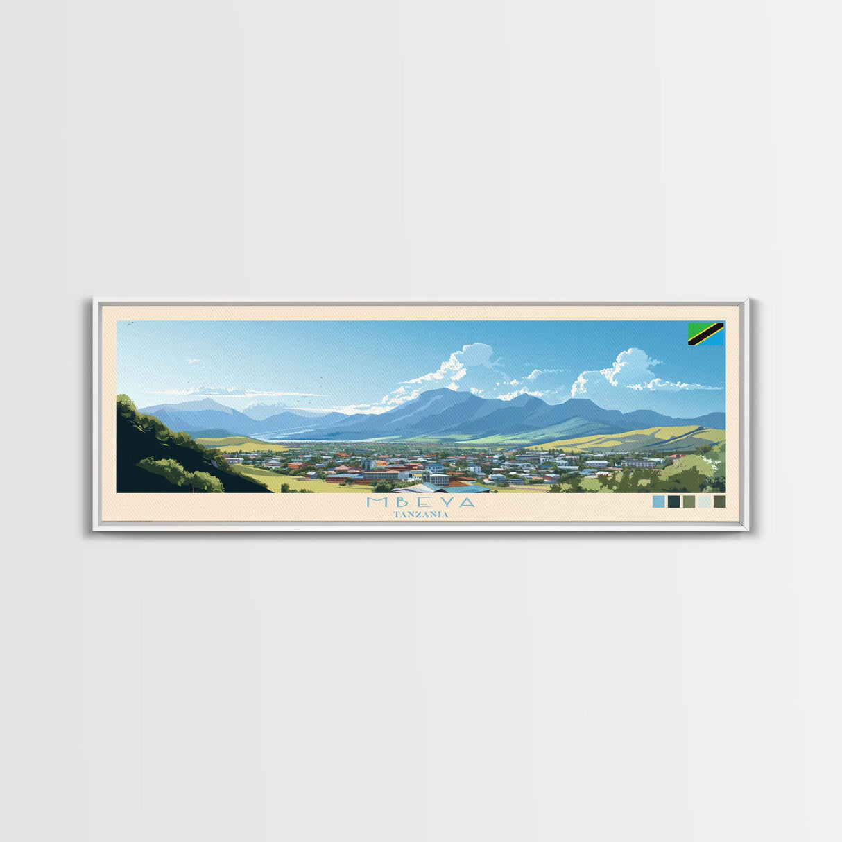 Mbeya, Tanzania Panoramic Travel Poster Canvas Print, Mbeya, Tanzania Painting, Tanzania Art, Mbeya Travel Art, Living Room Painting