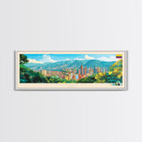 Medellin, Colombia Panoramic Travel Poster Canvas Print, Medellin, Colombia Painting, Colombia Art, Medellin Travel Art, Guest Room Painting