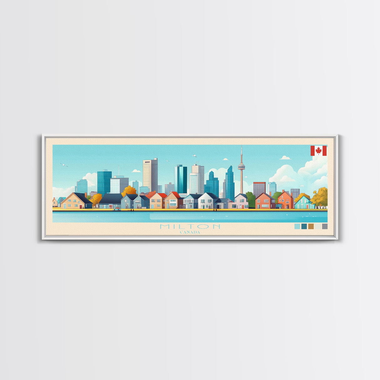 Milton, Canada Panoramic Travel Poster Canvas Print, Milton, Canada Painting, Canada Art, Milton Travel Art, Guest Room Painting