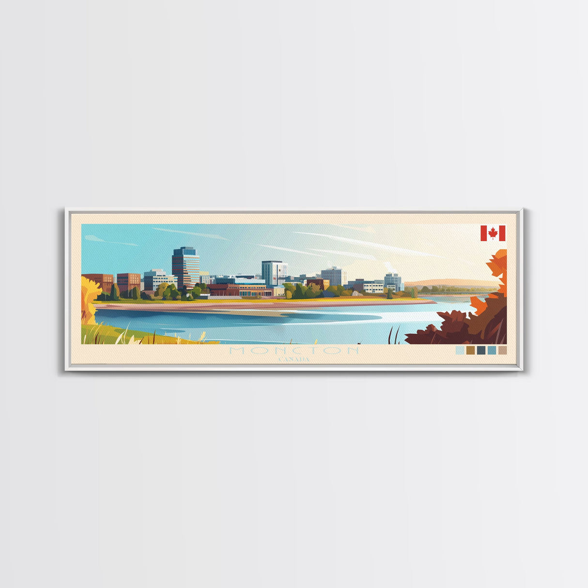 Moncton, Canada Travel Poster Panoramic Canvas Print, Moncton, Canada Painting, Canada Art, Moncton Travel Art, Guest Room Painting