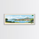 Mwanza, Tanzania Panoramic Travel Poster Canvas Print, Mwanza, Tanzania Painting, Tanzania Art, Mwanza Panoramic Travel Art, Travel Painting