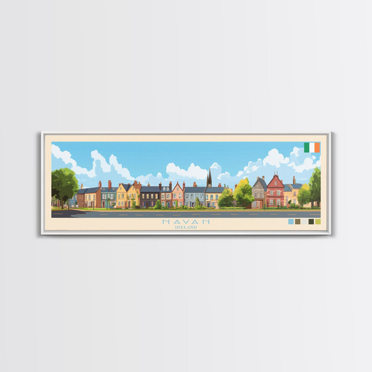 Navan, Ireland Travel Poster Panoramic Canvas Print, Navan, Ireland Painting, Ireland Art, Navan Travel Art, Guest Room Painting