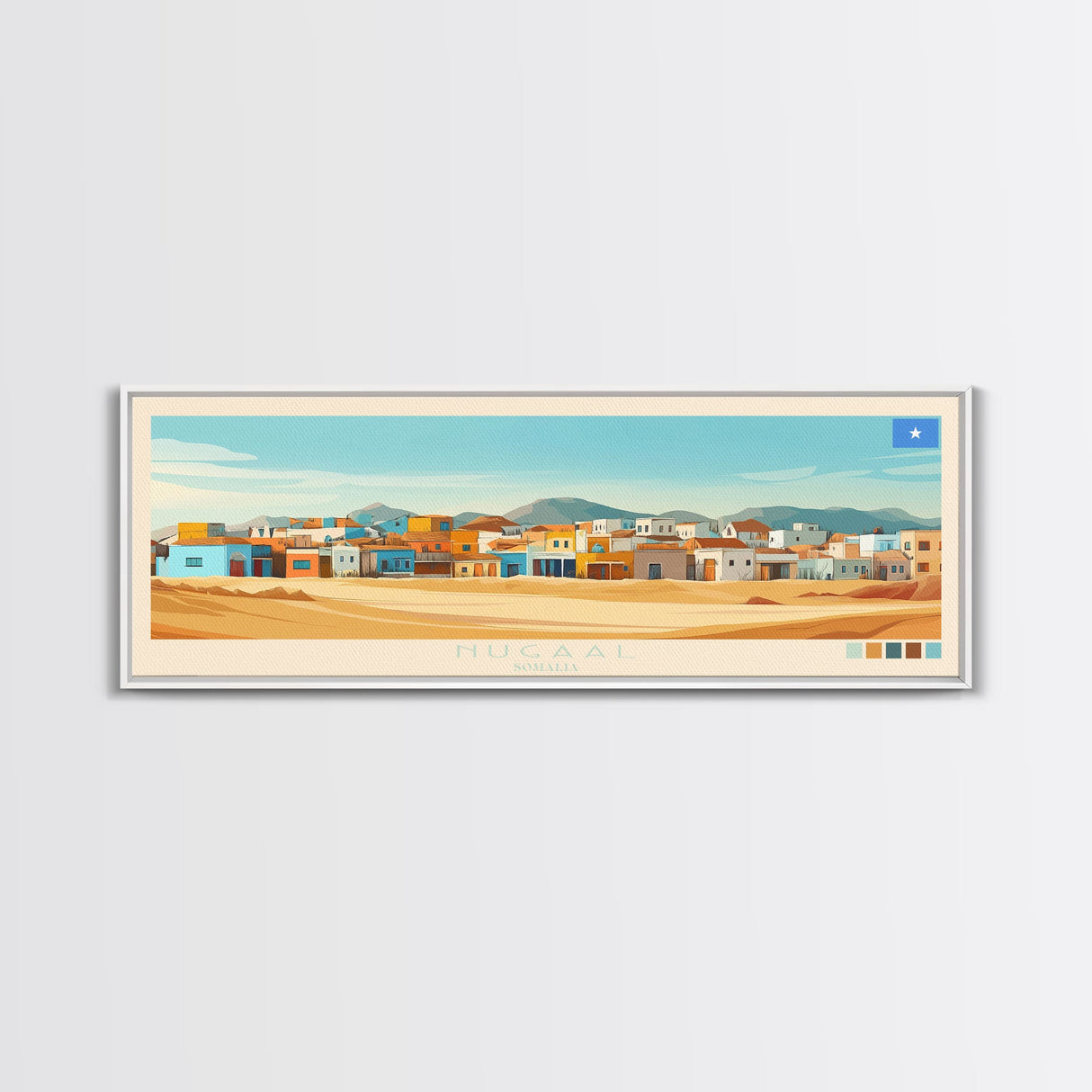 Nugaal, Somalia Panoramic Travel Poster Canvas Print, Nugaal, Somalia Painting, Somalia Art, Nugaal Travel Art, Living Room Painting