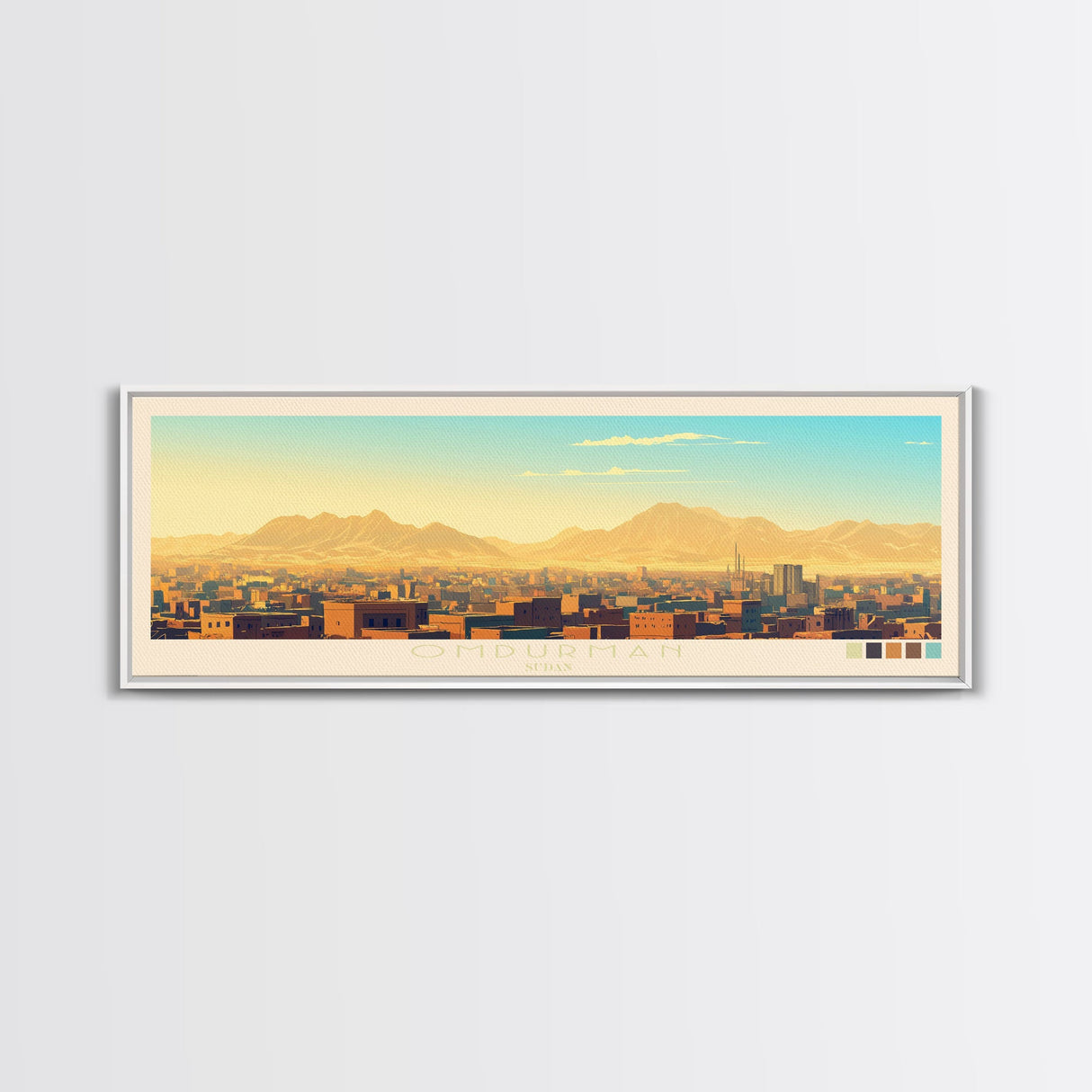 Omdurman,  Sudan Panoramic Travel Poster Canvas Print, Omdurman,  Sudan Painting,  Sudan Art, Omdurman Travel Art, Guest Room Painting