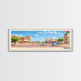 Ouagadougou, Burkina Faso Panoramic Travel Poster Canvas Print, Ouagadougou, Burkina Faso Painting, Burkina Faso Art, Ouagadougou Panoramic Travel Art, Travel Painting