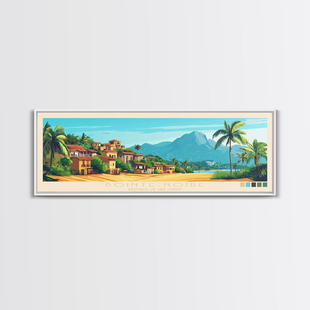 Panoramic Travel Poster Pointe-Noire, Republic of the Congo Canvas Print, Pointe-Noire, Republic of the Congo Painting, Republic of the Congo Art, Pointe-Noire Travel Art, Guest Room Painting