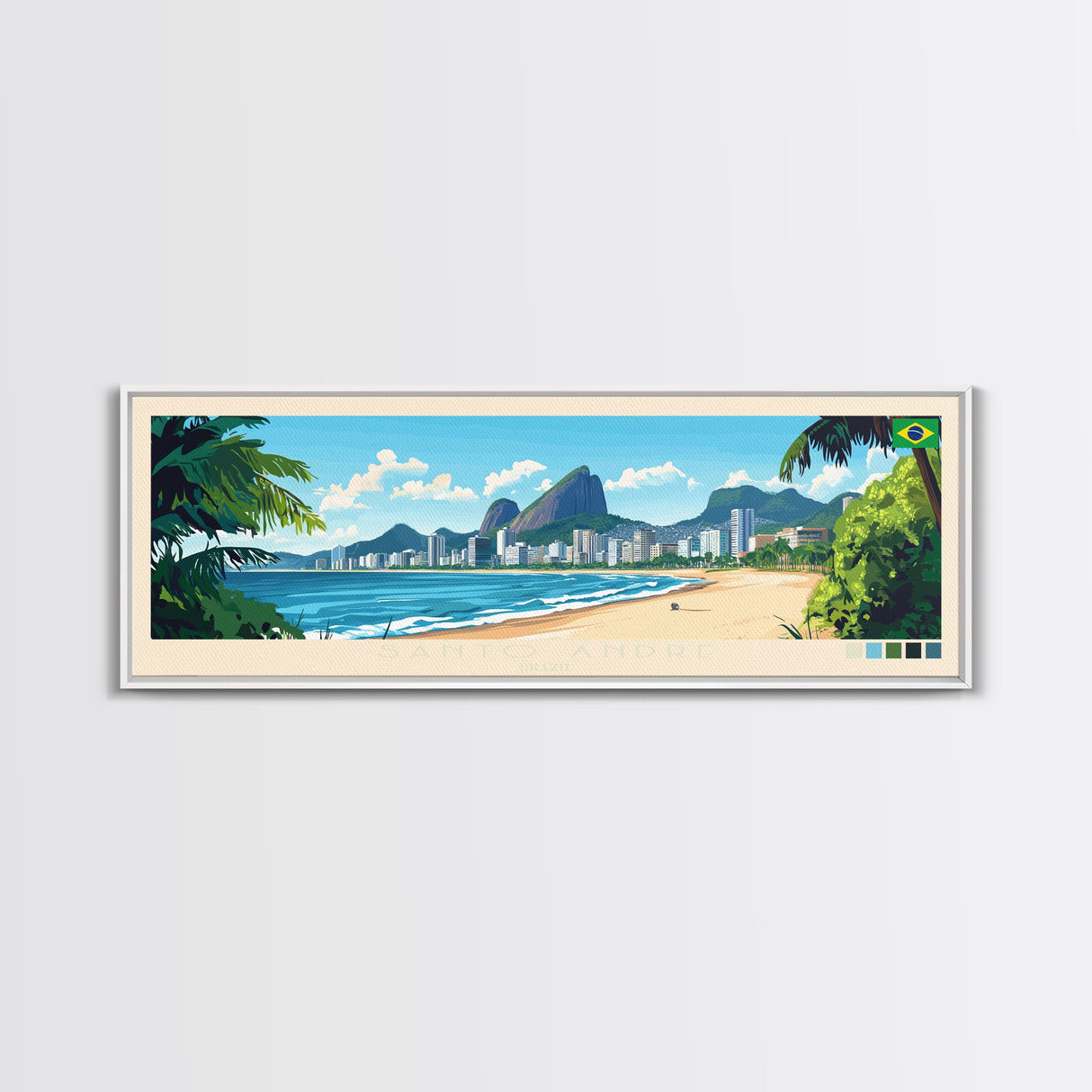 Santo Andre, Brazil Panoramic Travel Poster Canvas Print, Santo Andre, Brazil Painting, Brazil Art, Santo Andre Panoramic Travel Art, Travel Painting