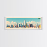 Sao Paulo, Brazil Panoramic Travel Poster Canvas Print, Sao Paulo, Brazil Painting, Brazil Art, Sao Paulo Panoramic Travel Art, Travel Painting