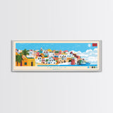 Tangier, Morocco Panoramic Travel Poster Canvas Print, Tangier, Morocco Painting, Morocco Art, Tangier Panoramic Travel Art, Travel Painting