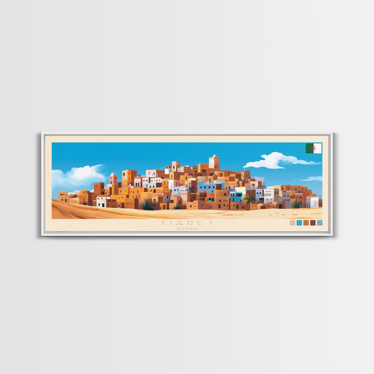 Tiaret, Algeria Panoramic Travel Poster Canvas Print, Tiaret, Algeria Painting, Algeria Art, Tiaret Panoramic Travel Art, Travel Painting