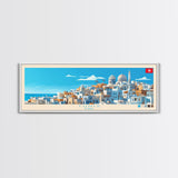 Panoramic Travel Poster Tunis, Tunisia Canvas Print, Tunis, Tunisia Painting, Tunisia Art, Tunis Travel Art, Guest Room Painting