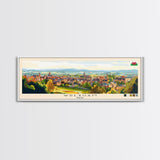 Wrexham, Wales Panoramic Travel Poster Canvas Print, Wrexham, Wales Painting, Wales Art, Wrexham Travel Art, Living Room Painting