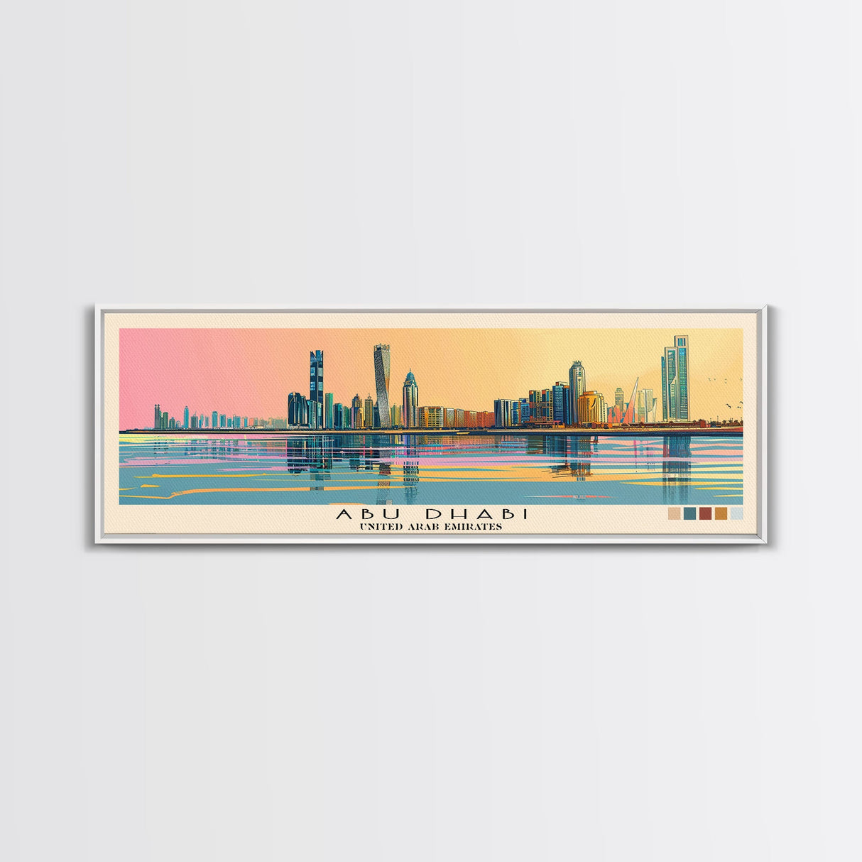 Abu Dhabi, United Arab Emirates Panoramic Canvas Print, Abu Dhabi, United Arab Emirates Painting, United Arab Emirates Art, Abu Dhabi Travel Poster, Travel Art, Housewarming Gift