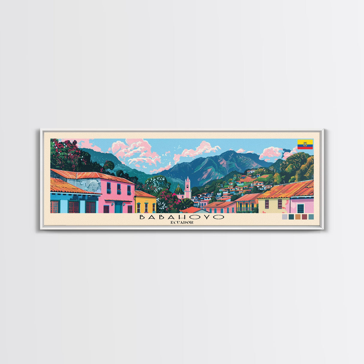 Babahoyo, Ecuador Panoramic Canvas Print, Babahoyo, Ecuador Painting, Ecuador Art, Babahoyo Travel Poster, Travel Art, Vacation Gift