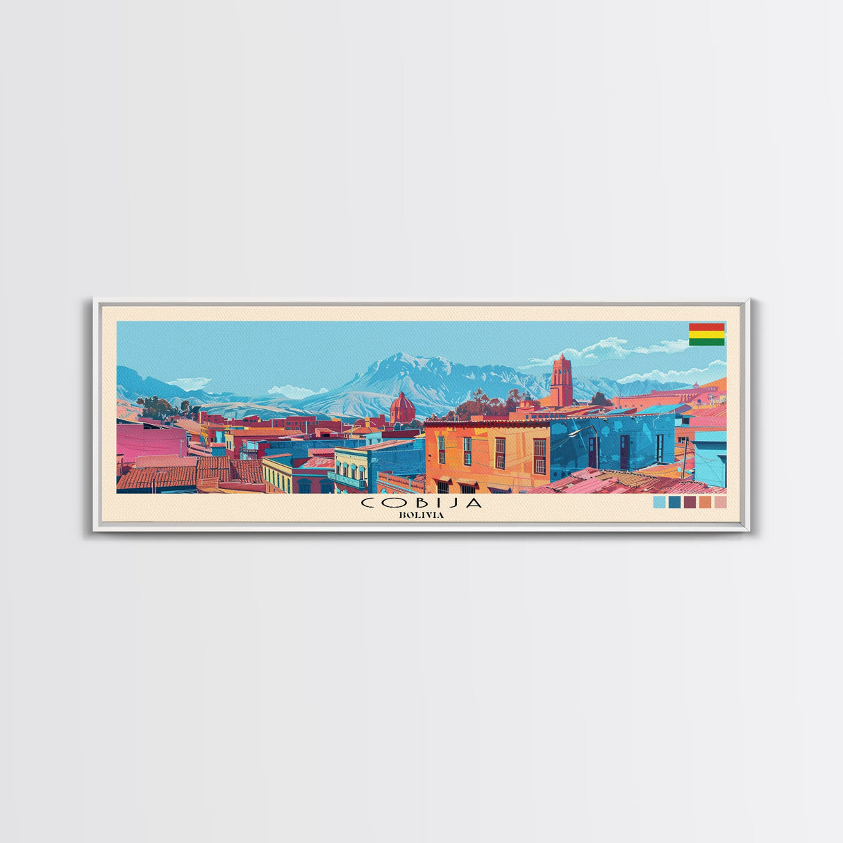 Cobija, Bolivia Panoramic Canvas Print, Cobija, Bolivia Painting, Bolivia Art, Cobija Travel Poster, Travel Art, Vacation Gift