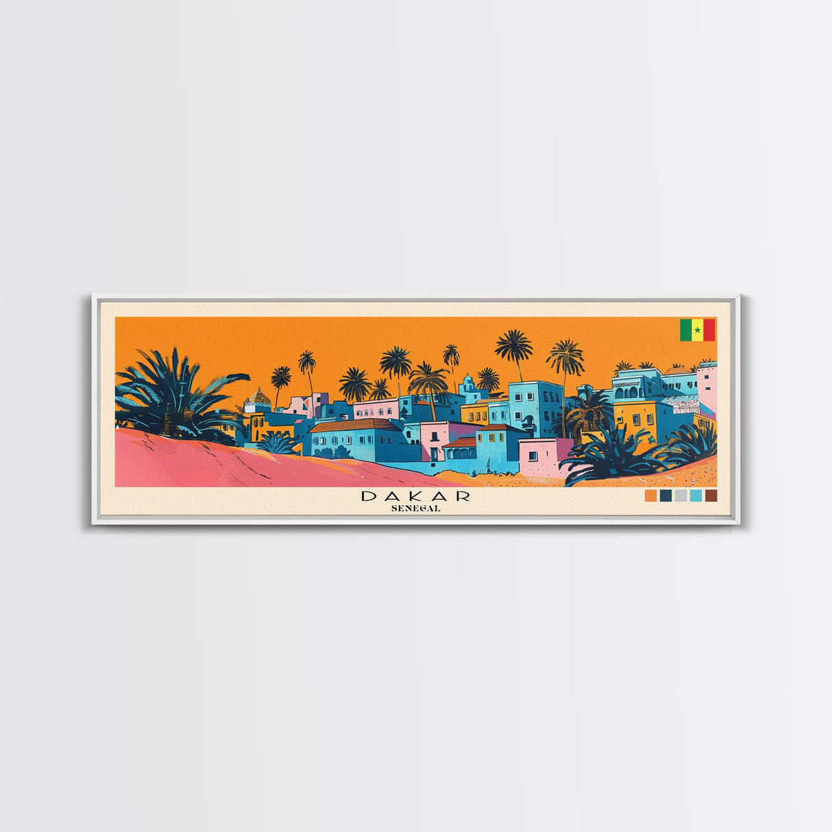 Dakar, Senegal Panoramic Canvas Print, Dakar, Senegal Painting, Senegal Art, Dakar Travel Poster, Travel Art, Vacation Gift