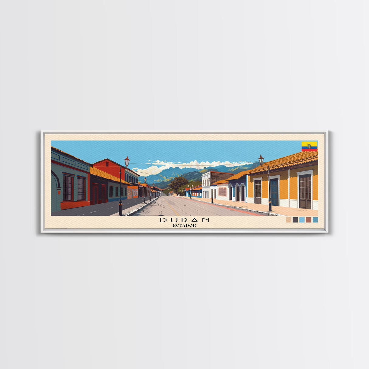 Duran, Ecuador Panoramic Canvas Print, Duran, Ecuador Painting, Ecuador Art, Duran Travel Poster, Travel Art, Living Room Painting