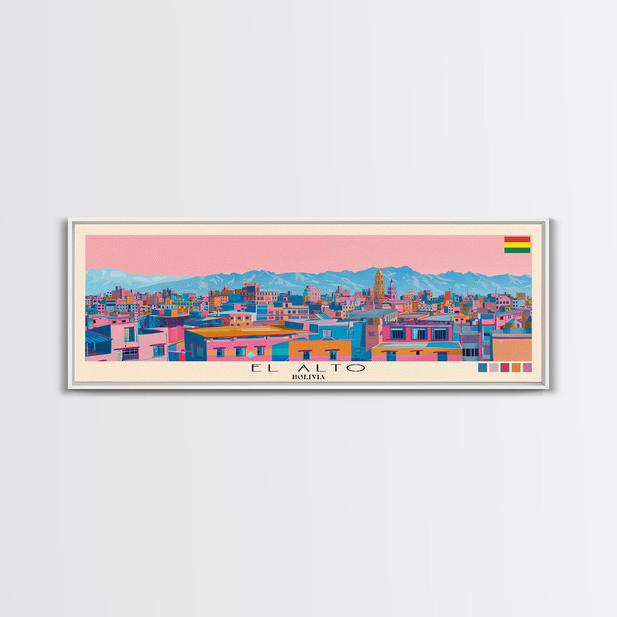 El Alto, Bolivia Panoramic Canvas Print, El Alto, Bolivia Painting, Bolivia Art, El Alto Travel Poster, Travel Art, Housewarming Gift