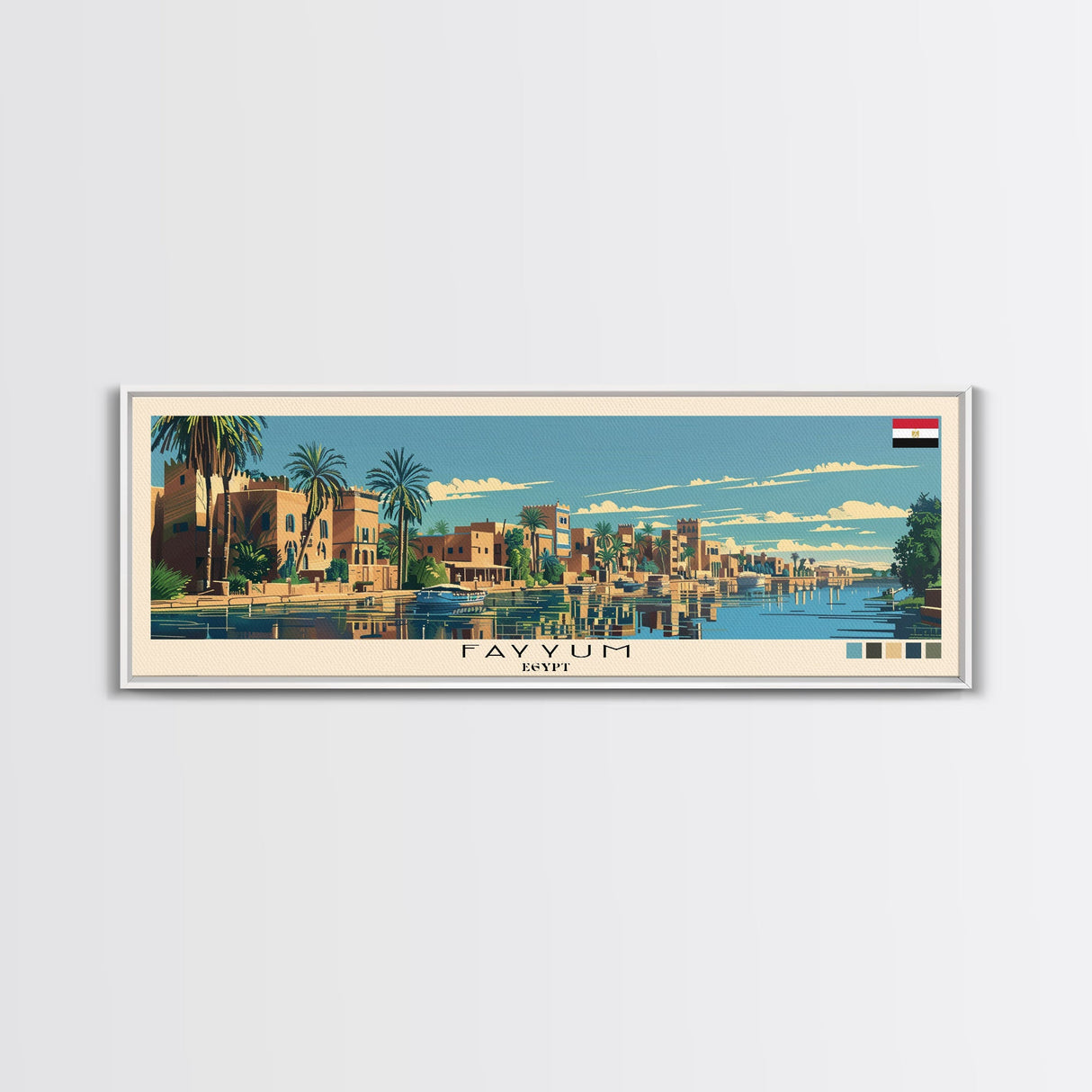 Fayyum, Egypt Panoramic Canvas Print, Fayyum, Egypt Painting, Egypt Art, Fayyum Travel Poster, Travel Art, Housewarming Gift