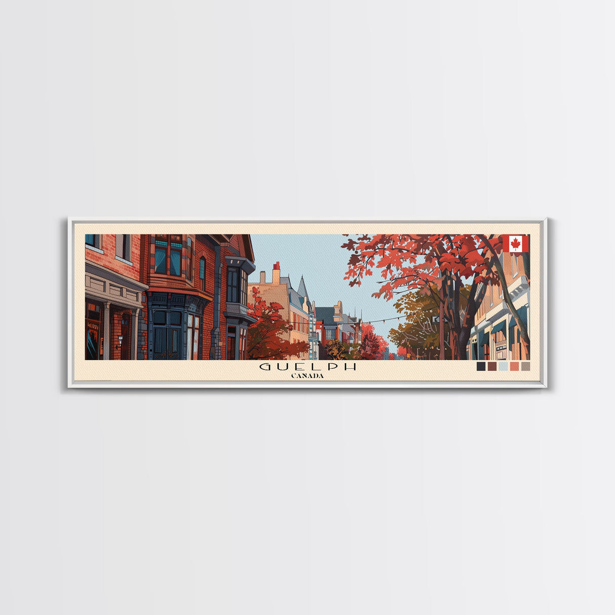 Guelph, Canada Panoramic Canvas Print, Guelph, Canada Painting, Canada Art, Guelph Travel Poster, Travel Art, Living Room Painting