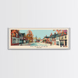 Hereford, England Panoramic Canvas Print, Hereford, England Painting, England Art, Hereford Travel Poster, Travel Art, Vacation Gift