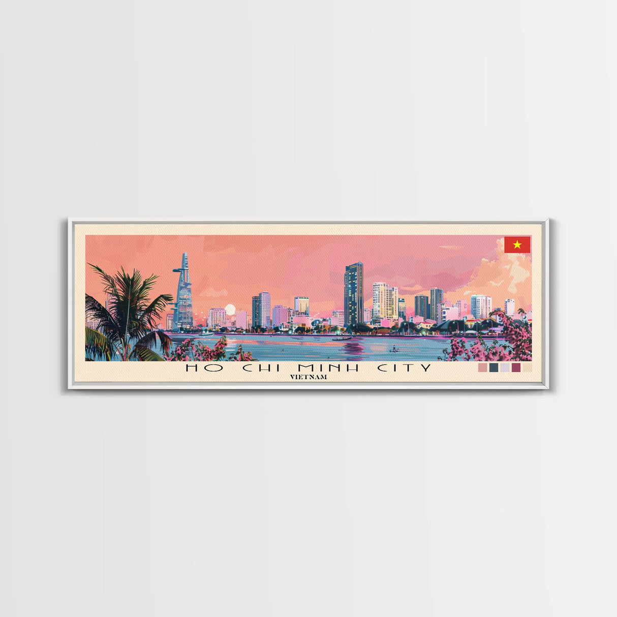 Ho Chi Minh City, Vietnam Panoramic Canvas Print, Ho Chi Minh City, Vietnam Painting, Vietnam Art, Ho Chi Minh City Travel Poster, Travel Art, Housewarming Gift