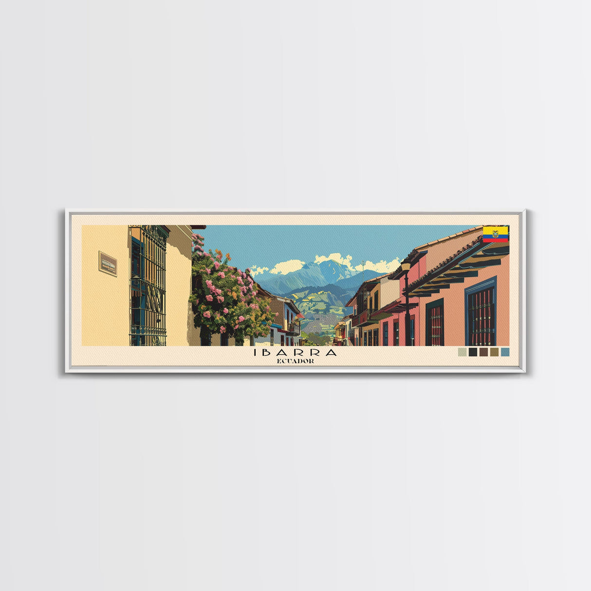 Ibarra, Ecuador Panoramic Canvas Print, Ibarra, Ecuador Painting, Ecuador Art, Ibarra Travel Poster, Travel Art, Housewarming Gift