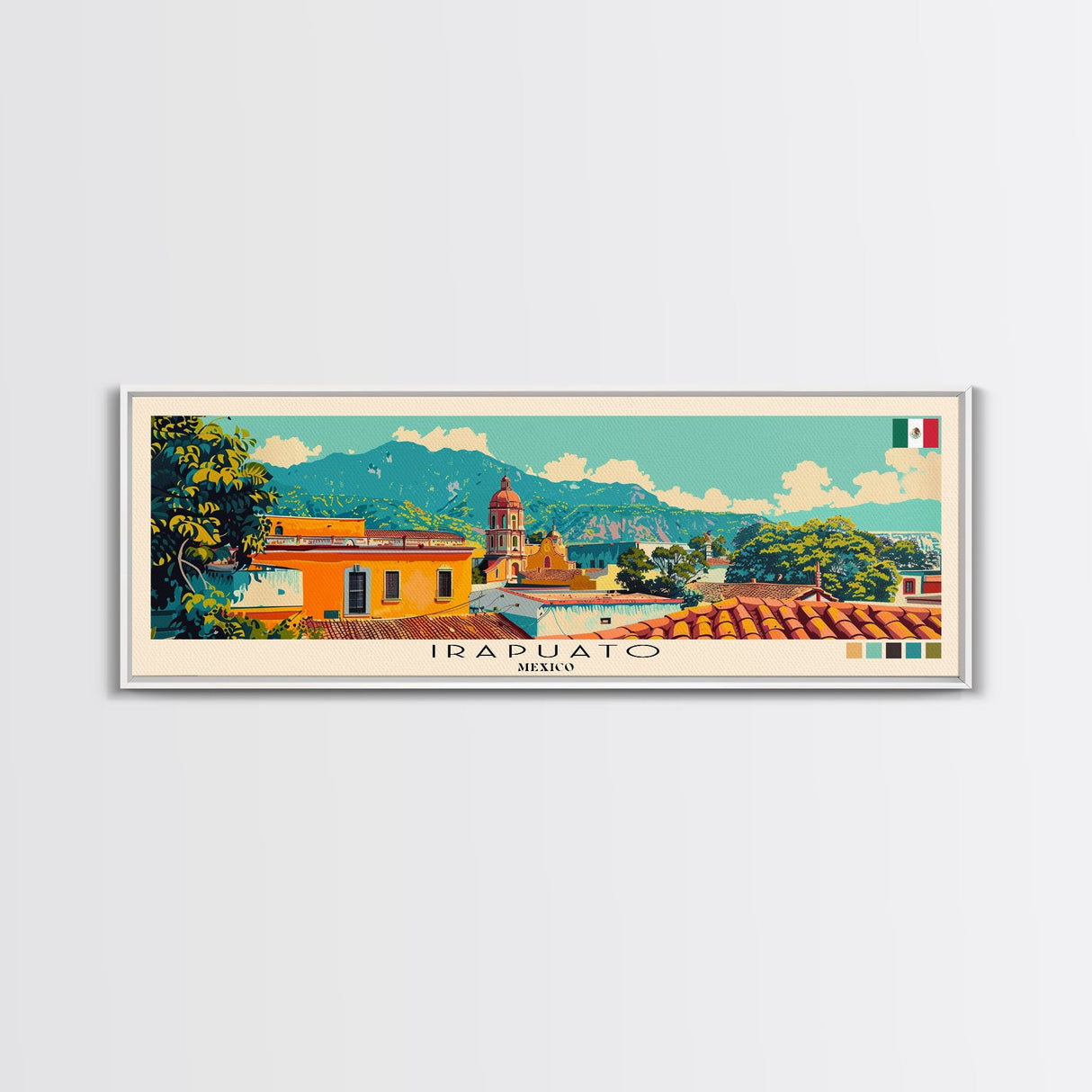 Irapuato, Mexico Panoramic Canvas Print, Irapuato, Mexico Painting, Mexico Art, Irapuato Travel Poster, Travel Art, Housewarming Gift