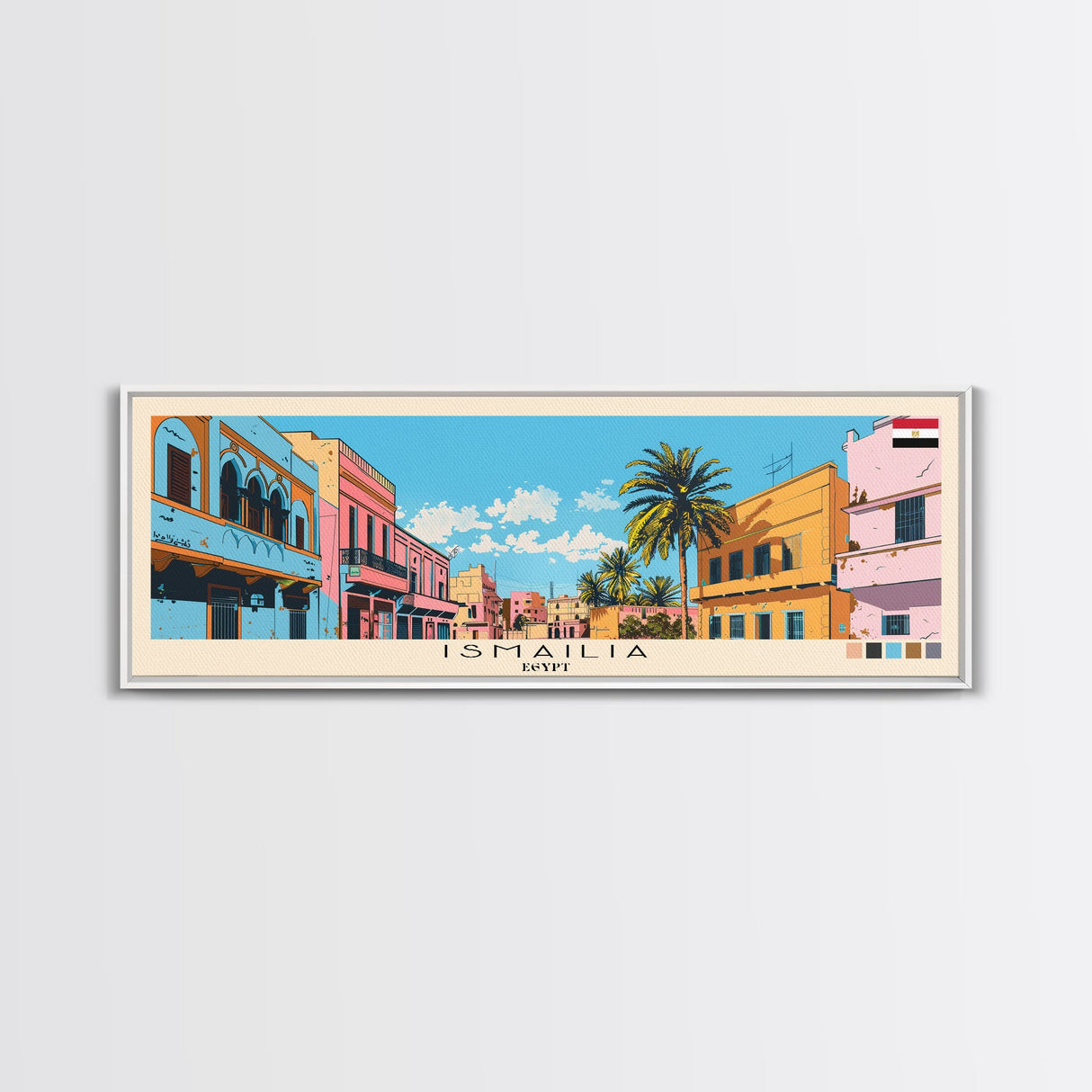 Ismailia, Egypt Panoramic Canvas Print, Ismailia, Egypt Painting, Egypt Art, Ismailia Travel Poster, Travel Art, Guest Room Painting