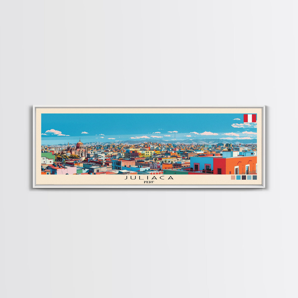 Juliaca, Peru Panoramic Canvas Print, Juliaca, Peru Painting, Peru Art, Juliaca Travel Poster, Travel Art, Guest Room Painting