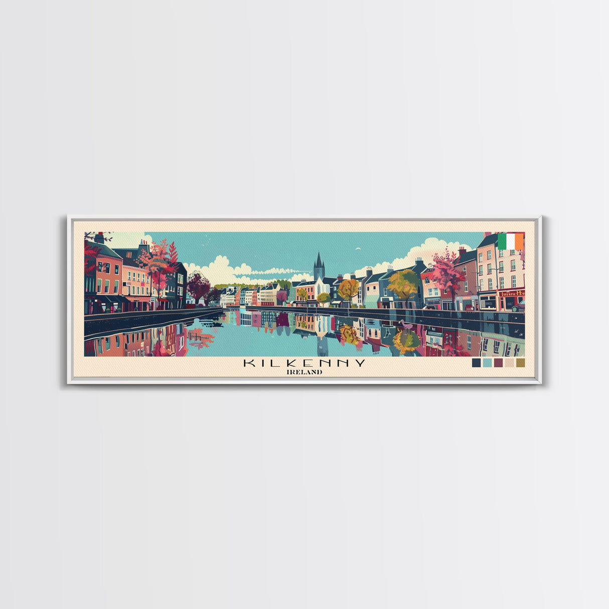 Kilkenny, Ireland Panoramic Canvas Print, Kilkenny, Ireland Painting, Ireland Art, Kilkenny Travel Poster, Travel Art, Vacation Gift