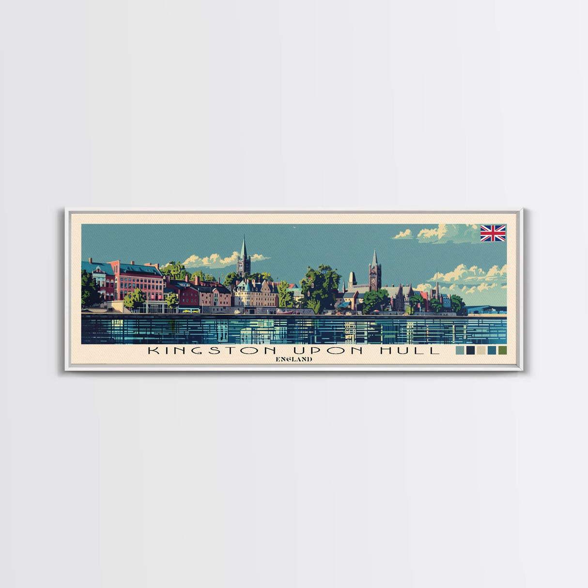 Kingston upon Hull, England Panoramic Canvas Print, Kingston upon Hull, England Painting, England Art, Kingston upon Hull Travel Poster, Travel Art, Housewarming Gift