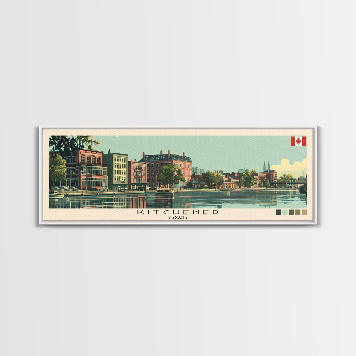 Kitchener, Canada Panoramic Canvas Print, Kitchener, Canada Painting, Canada Art, Kitchener Travel Poster, Travel Art, Housewarming Gift