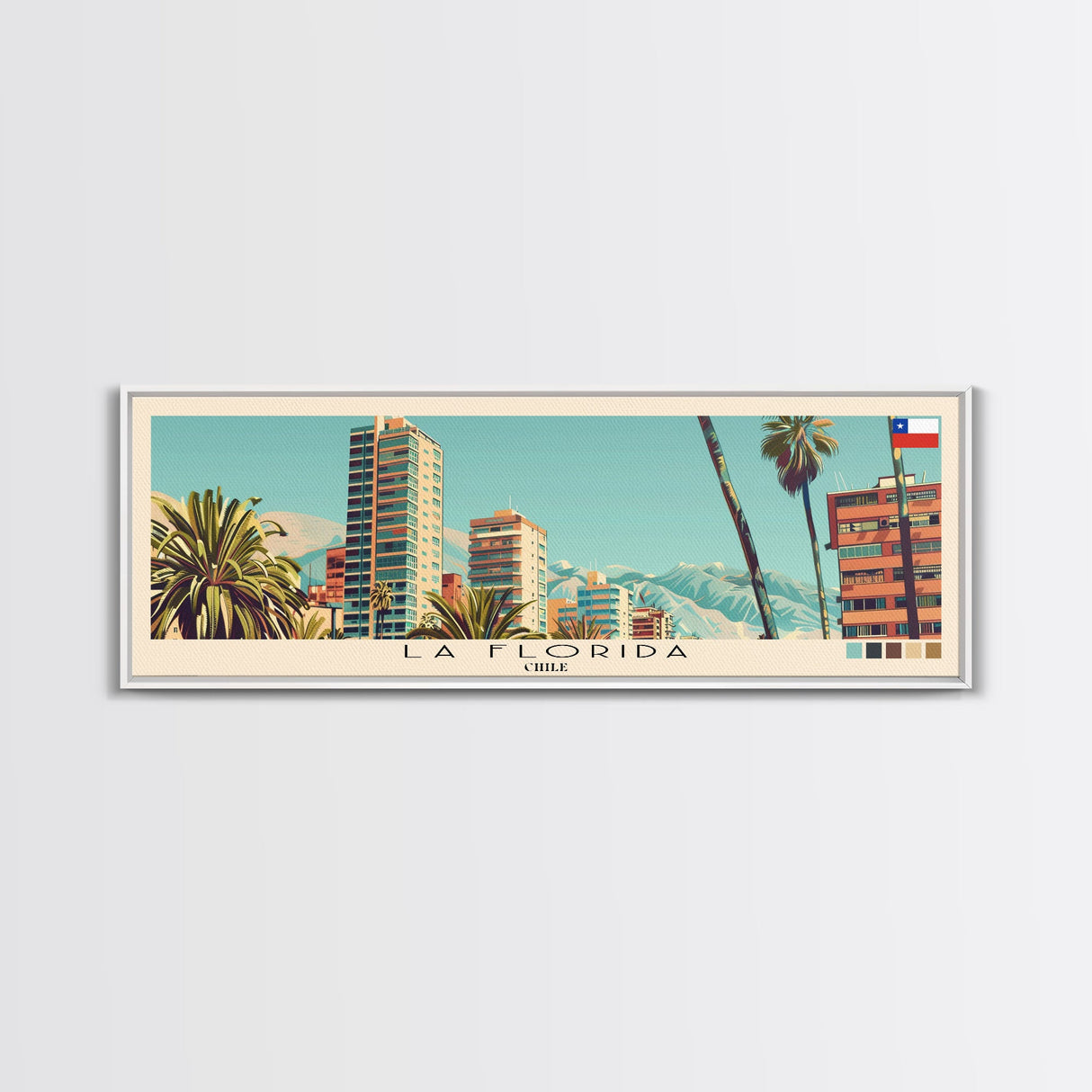 La Florida, Chile Panoramic Canvas Print, La Florida, Chile Painting, Chile Art, La Florida Travel Poster, Travel Art, Guest Room Painting