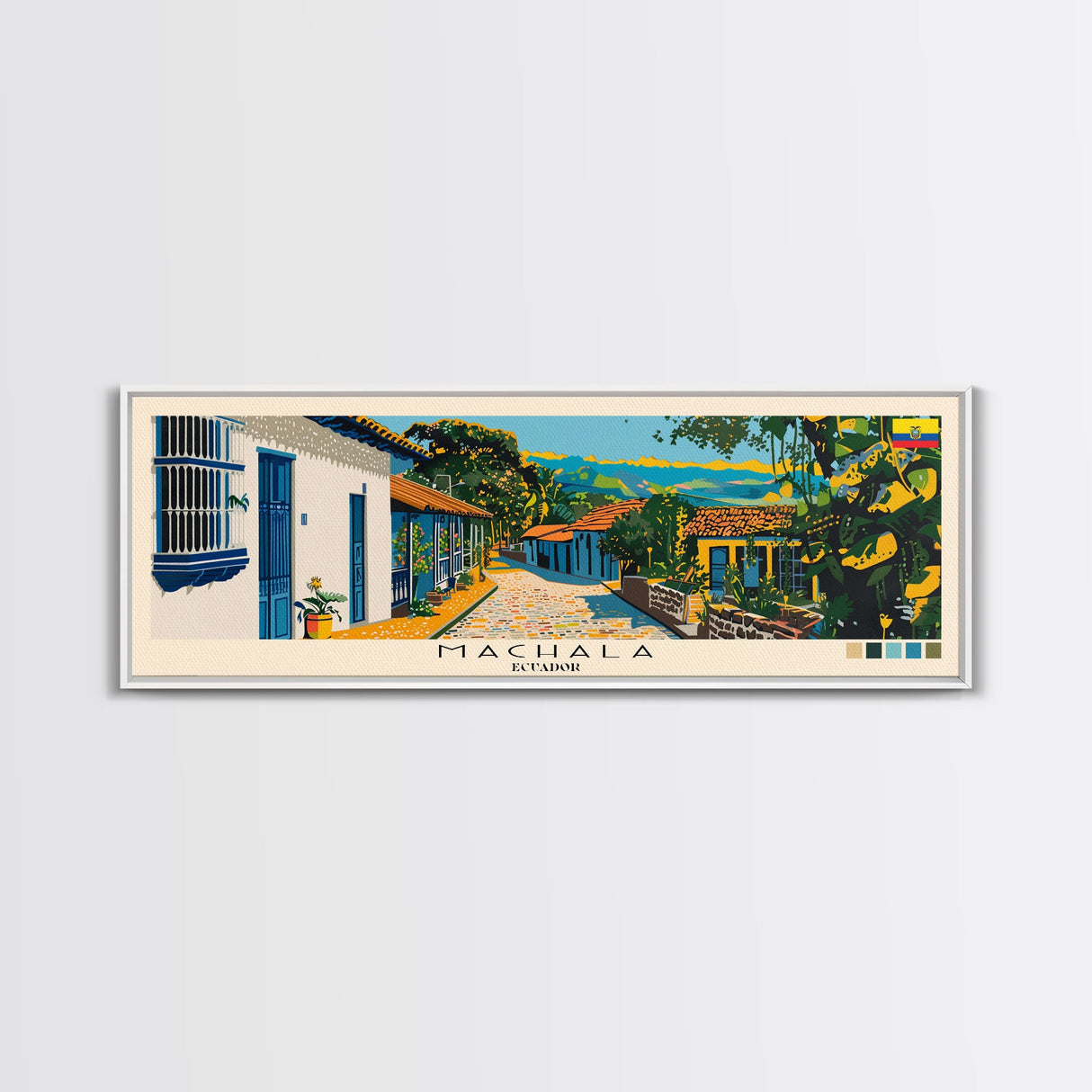 Machala, Ecuador Panoramic Canvas Print, Machala, Ecuador Painting, Ecuador Art, Machala Travel Poster, Travel Art, Guest Room Painting