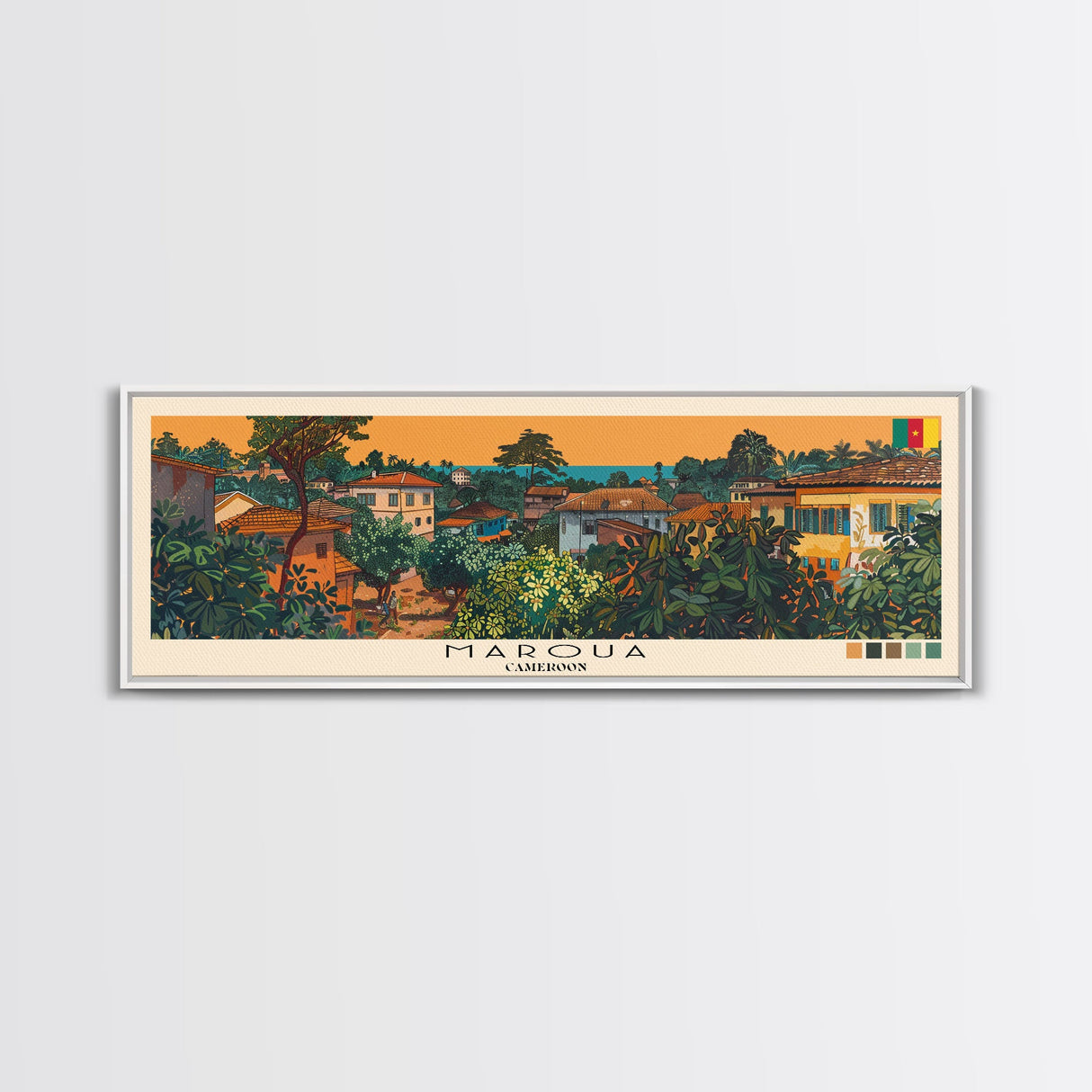 Maroua, Cameroon Panoramic Canvas Print, Maroua, Cameroon Painting, Cameroon Art, Maroua Travel Poster, Travel Art, Living Room Painting