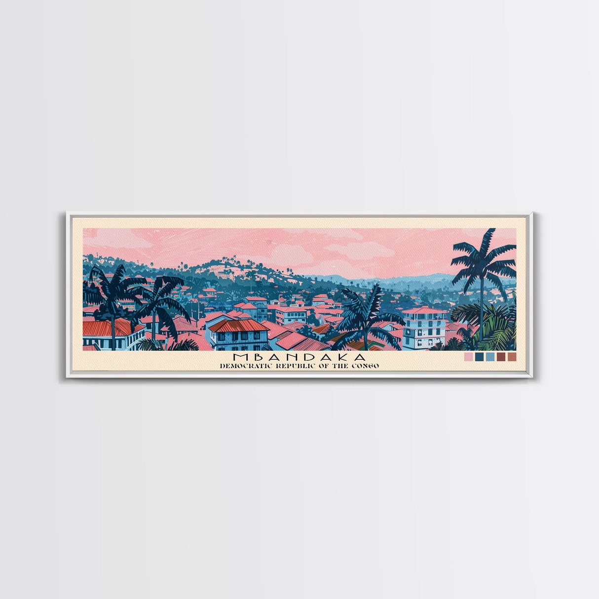 Mbandaka, Congo Panoramic Canvas Print, Mbandaka, Congo Painting, Congo Art, Mbandaka Travel Poster, Travel Art, Vacation Gift