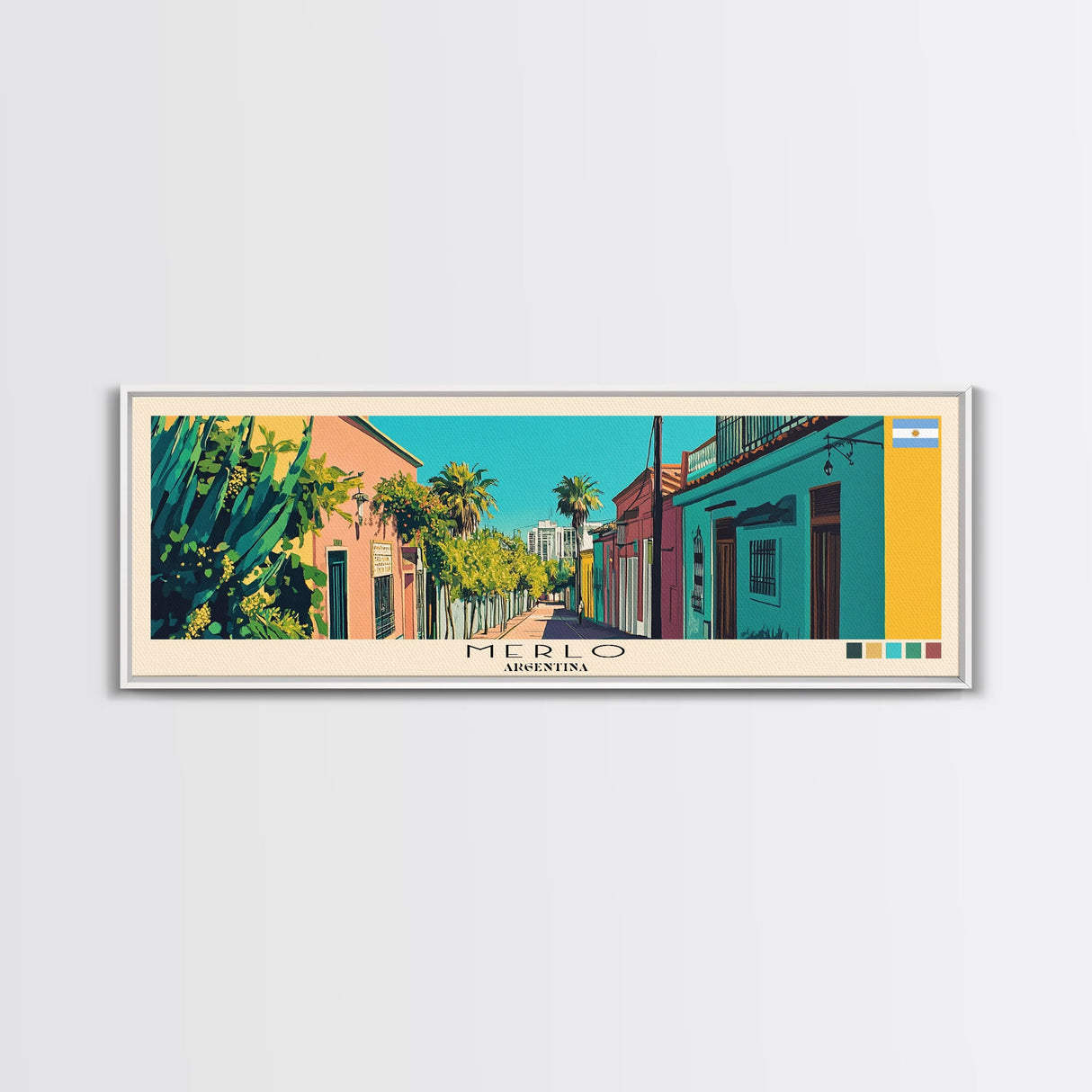 Merlo, Argentina Panoramic Canvas Print, Merlo, Argentina Painting, Argentina Art, Merlo Travel Poster, Travel Art, Housewarming Gift